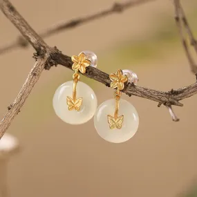 Hetian Jade Butterfly Gemstone Earrings