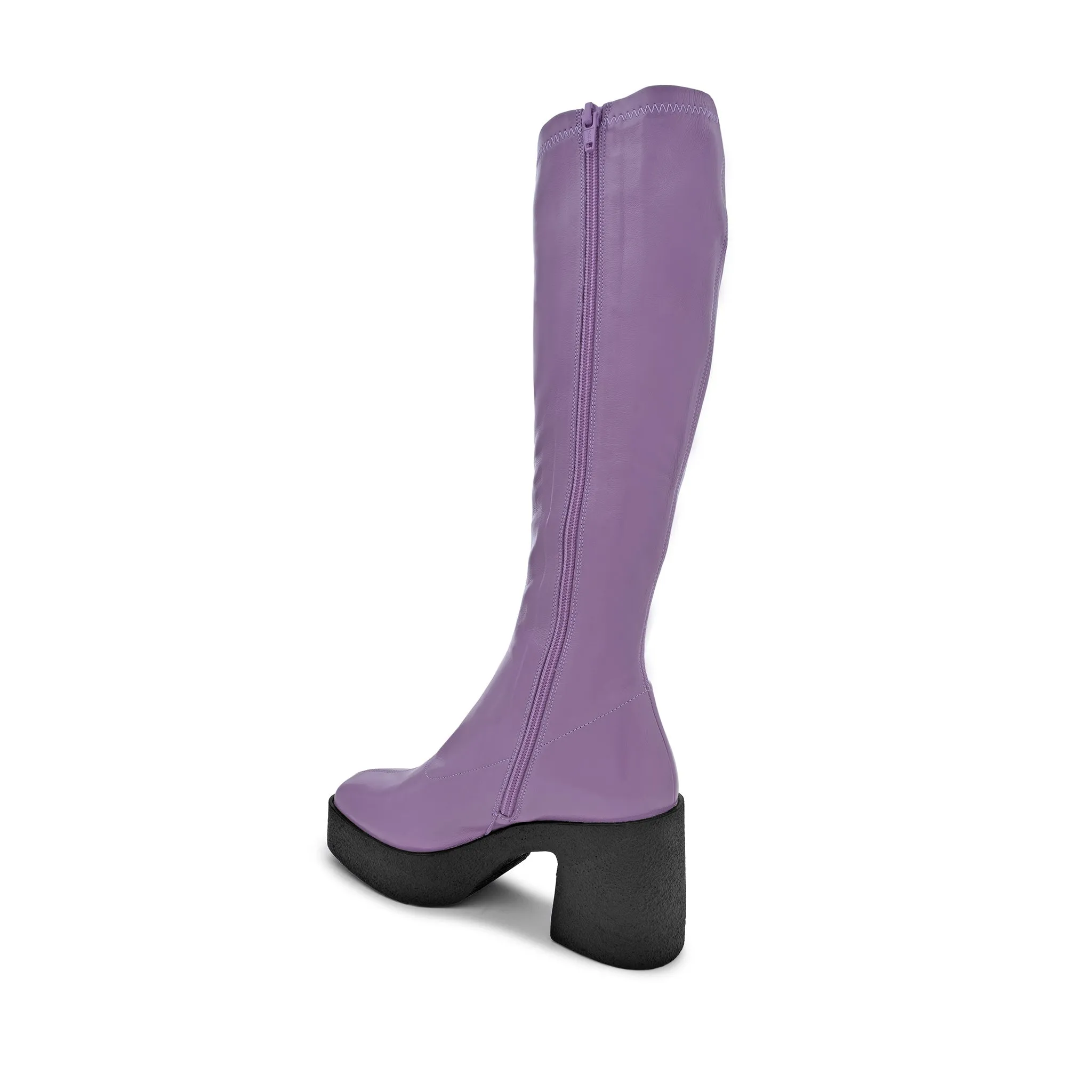 Izumi Violet Patent Stretch Leather Chunky Boots