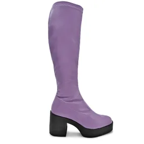 Izumi Violet Patent Stretch Leather Chunky Boots