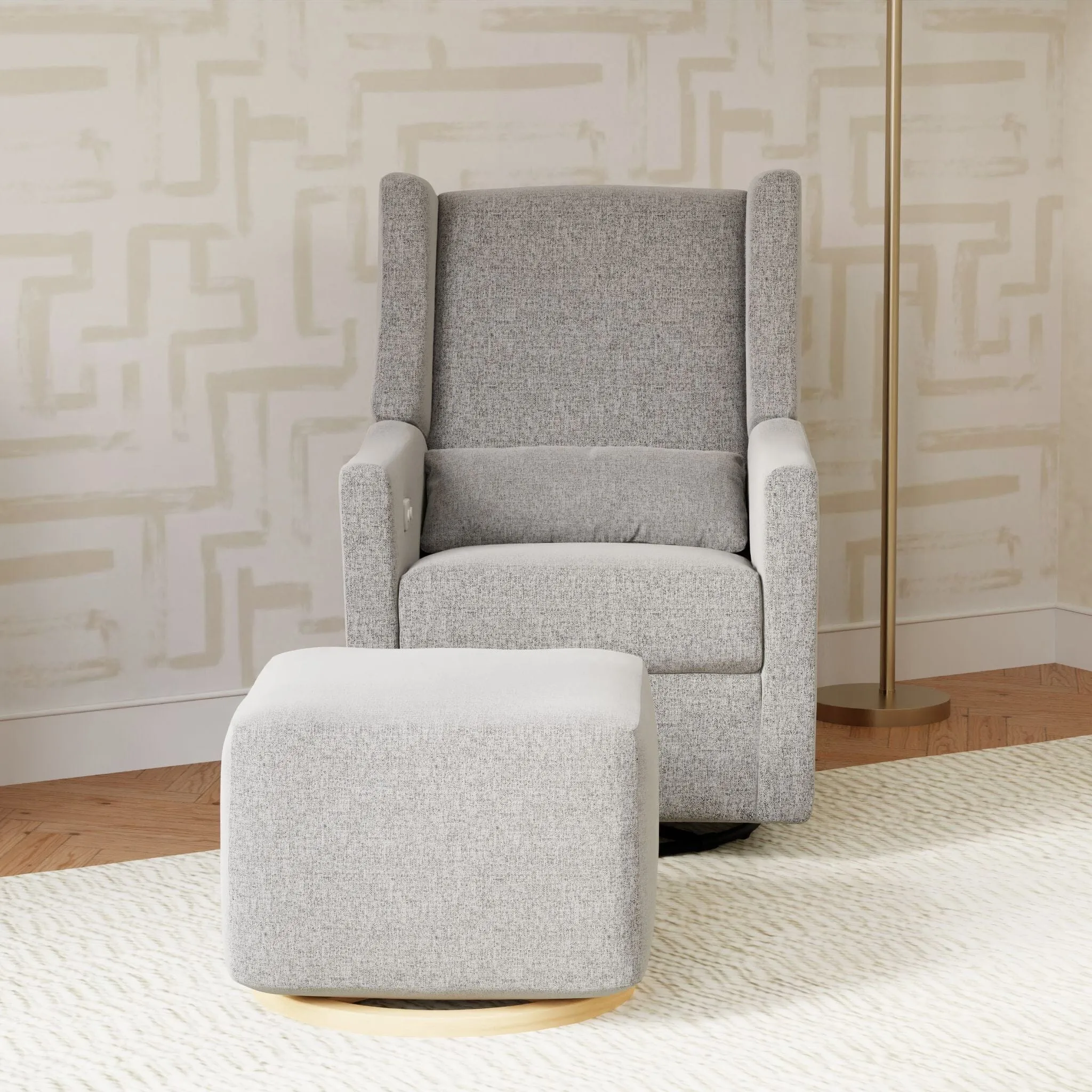 Kiwi Electronic Recliner and Swivel Glider | Grey Eco-Weave