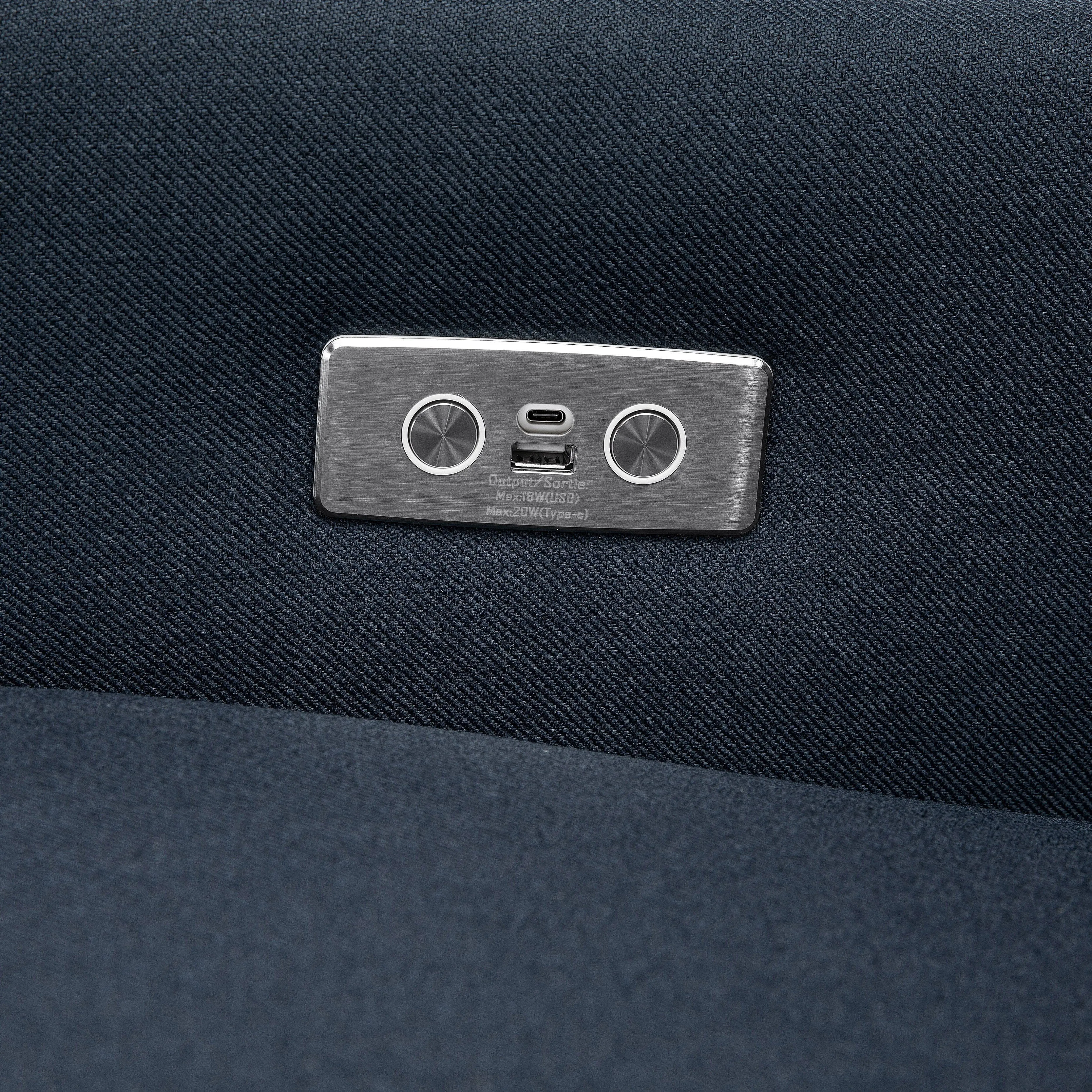 Kiwi Electronic Recliner and Swivel Glider with USB port | Water Repellent & Stain Resistant | Performance Navy Eco-Twill