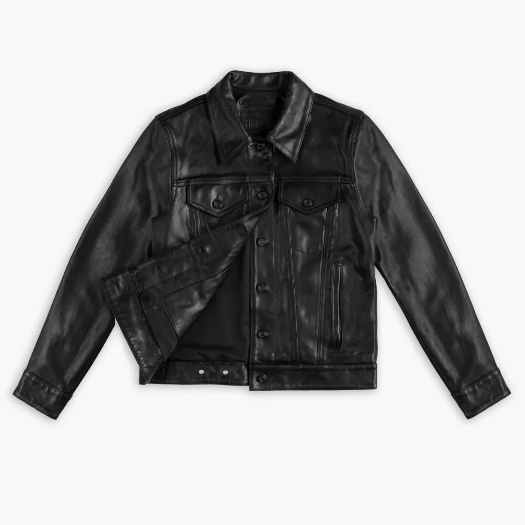 Leather Trucker Jacket | Black