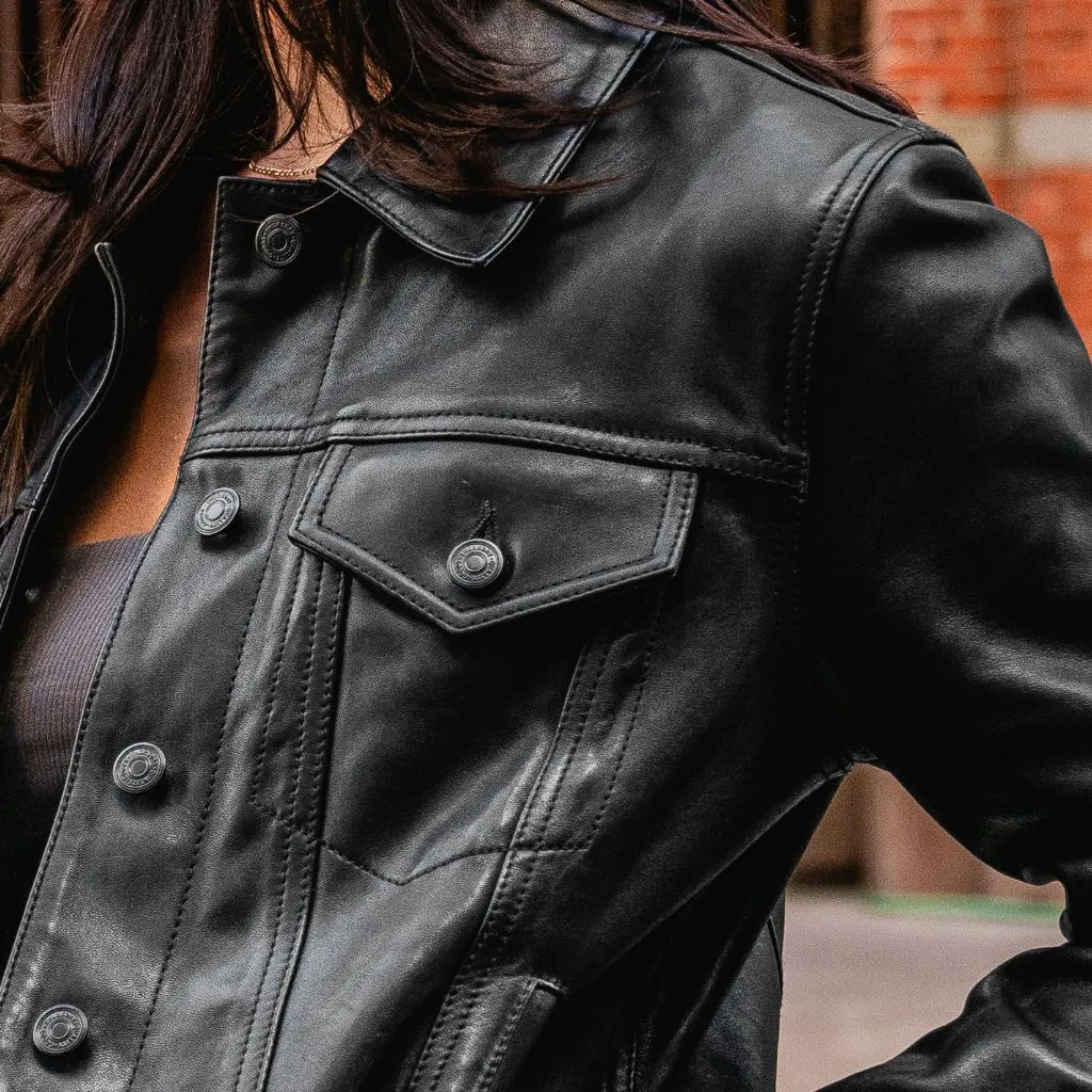 Leather Trucker Jacket | Black