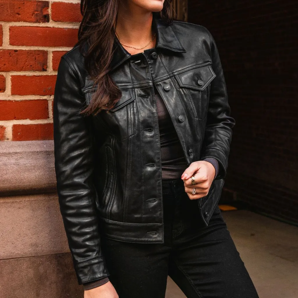 Leather Trucker Jacket | Black