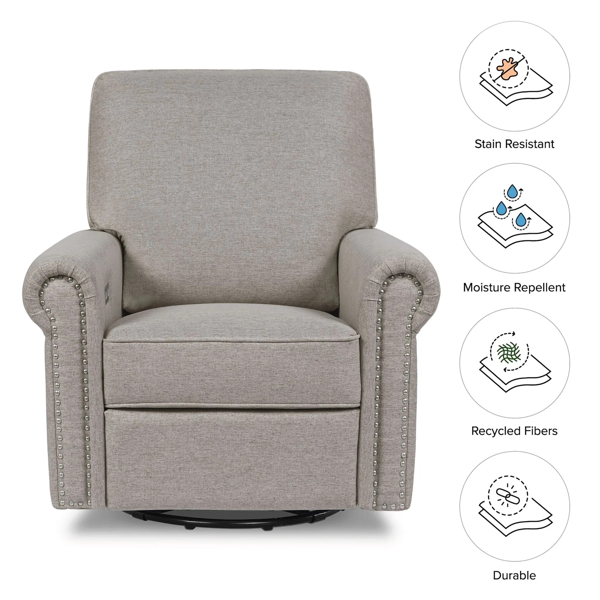 Linden Electronic Recliner and Swivel Glider - Grey Eco-Weave