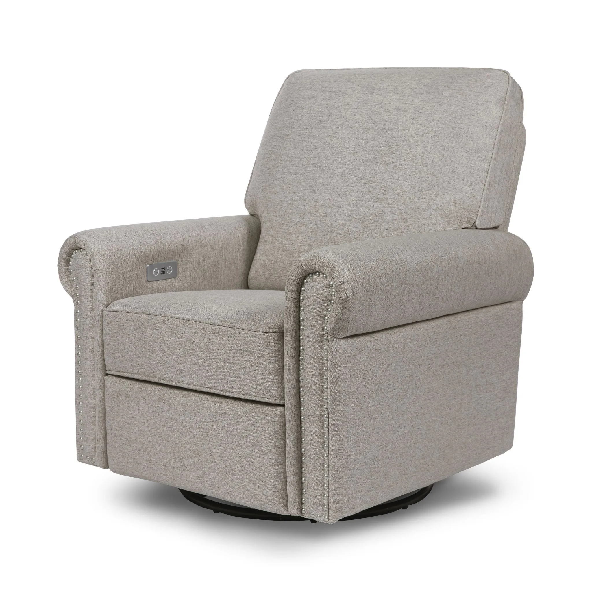 Linden Electronic Recliner and Swivel Glider - Grey Eco-Weave