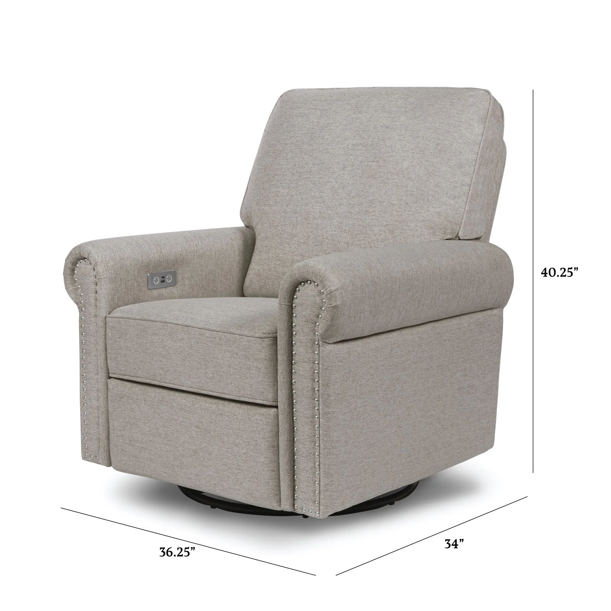 Linden Electronic Recliner and Swivel Glider - Grey Eco-Weave