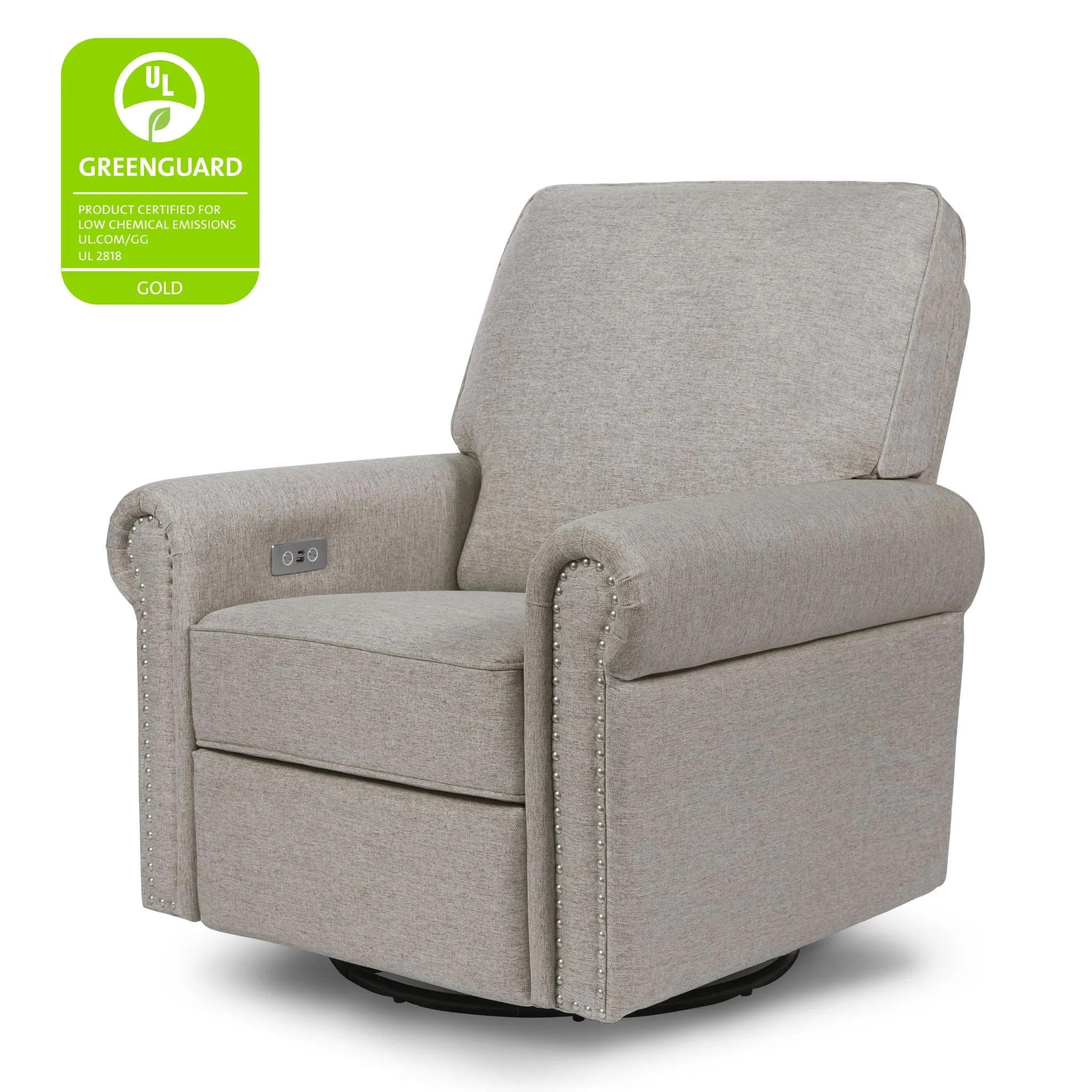 Linden Electronic Recliner and Swivel Glider - Grey Eco-Weave