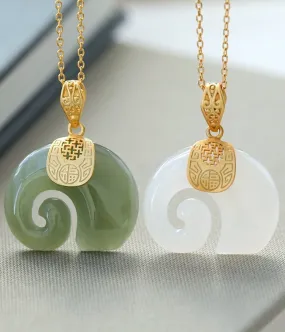 Lucky Elephant Jade Gemstone Necklace