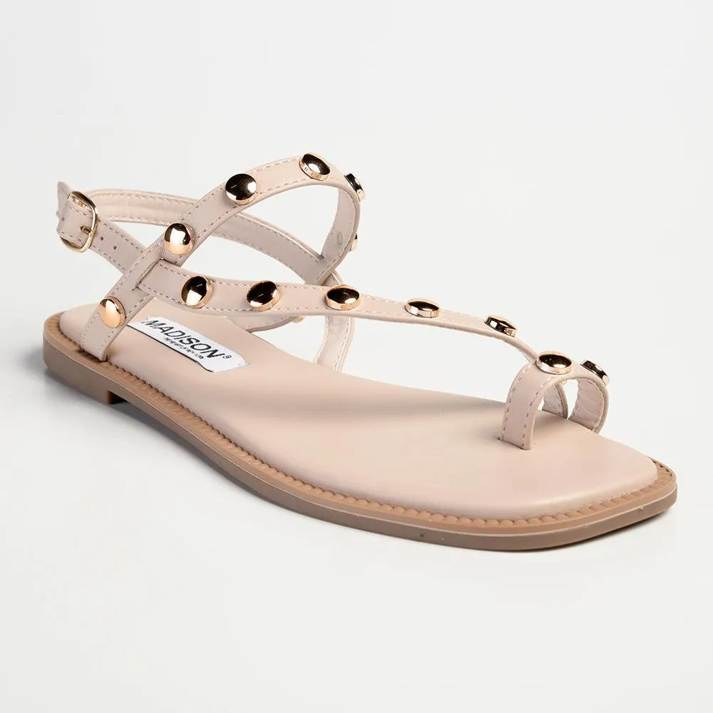 Madison Jay Studded Flat Sandal - Nude