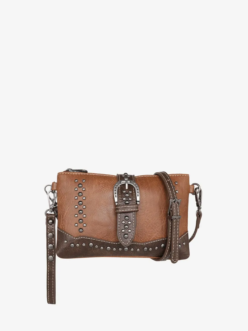 Montana West Buckle Studded Crossbody Clutch