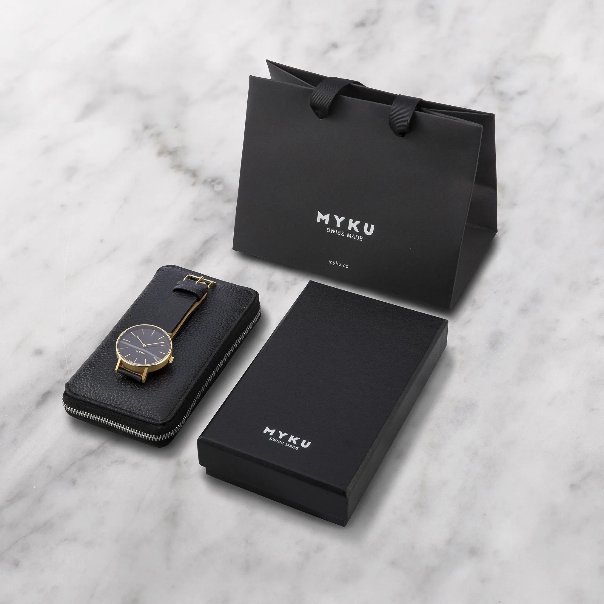 MYKU Black Onyx Gold 38mm Watch