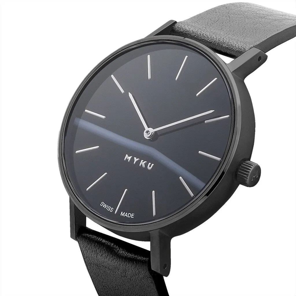 MYKU Black Onyx Space Black 38mm Watch