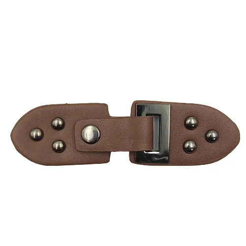 Nickel With Brown PU Snap Belt Buckle