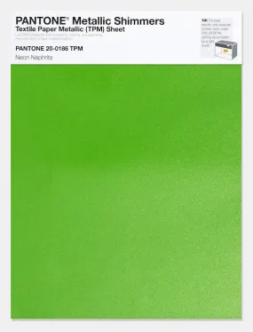 Pantone Metallic Shimmers Textile Paper Metallic Sheet 20-0186 Neon Nephrite