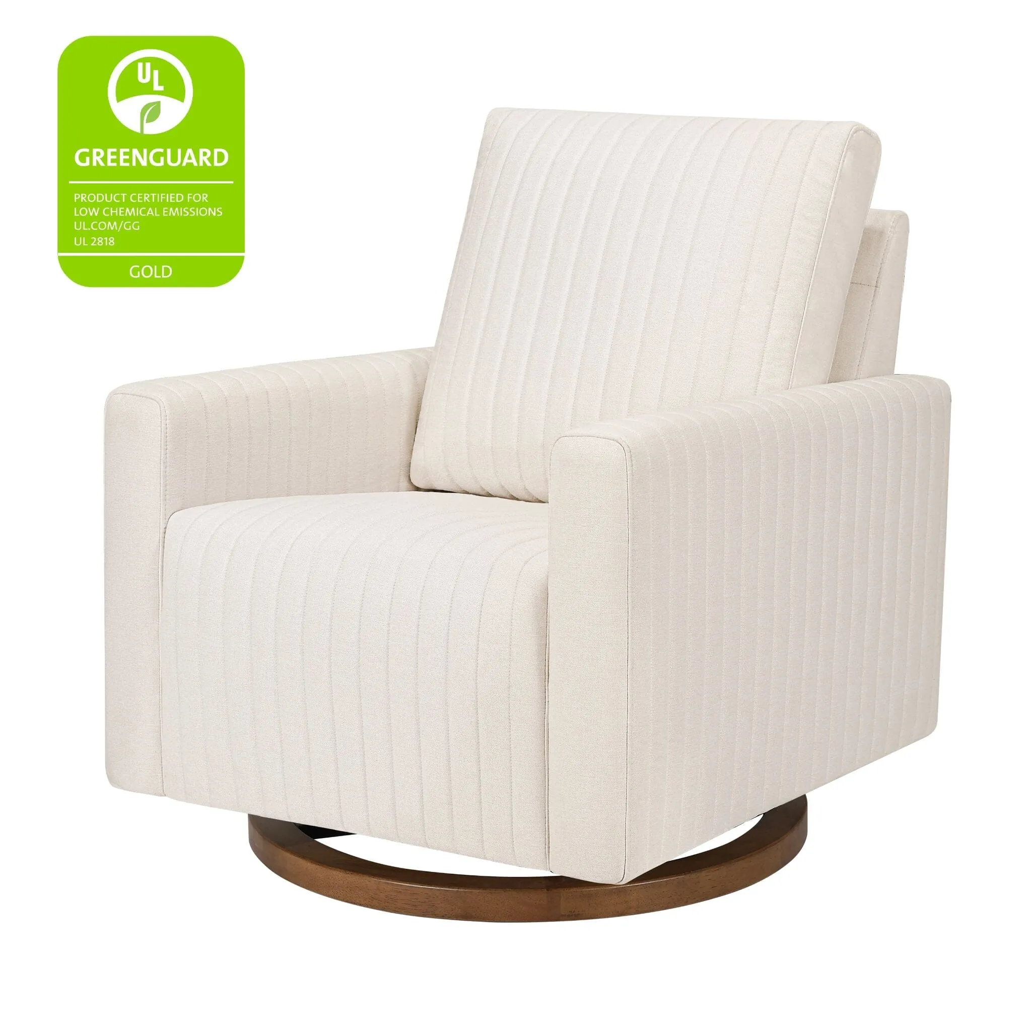 Poe Channeled Swivel Glider in Eco-Performance Fabric | Water Repellent & Stain Resistant | Cream