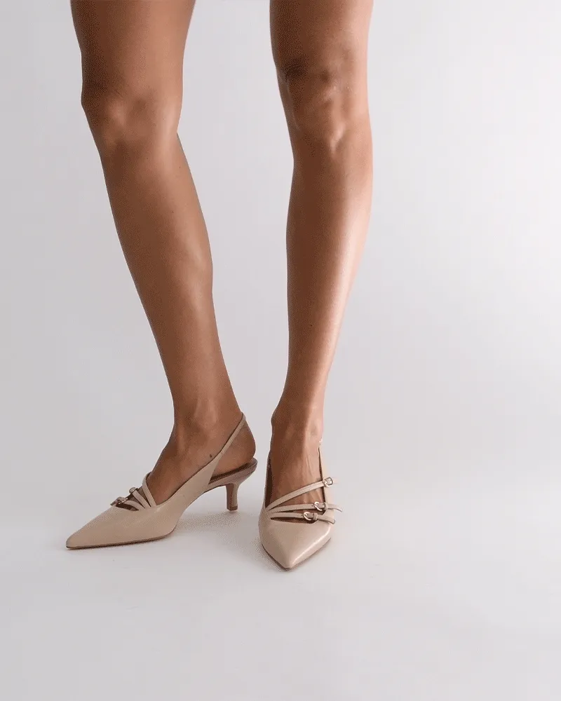 REVOLVE MID HEELS SAND LEATHER