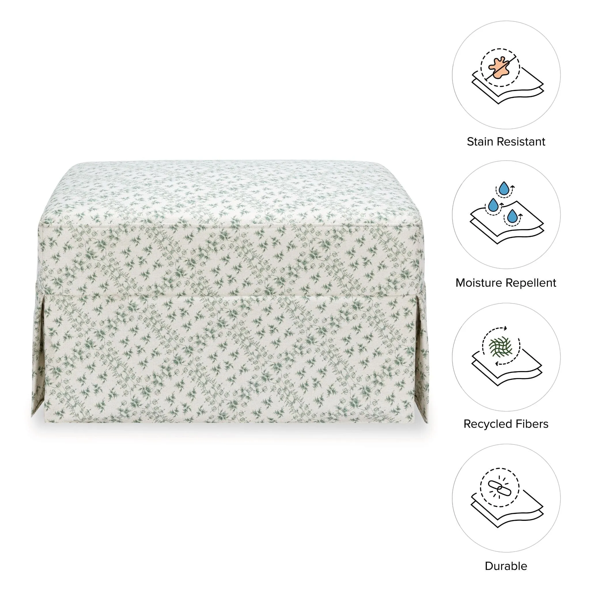 Sarah Flint x Namesake Crawford Gliding Ottoman in Eco-Performance Fabric | Water Repellent & Stain Resistant | Green