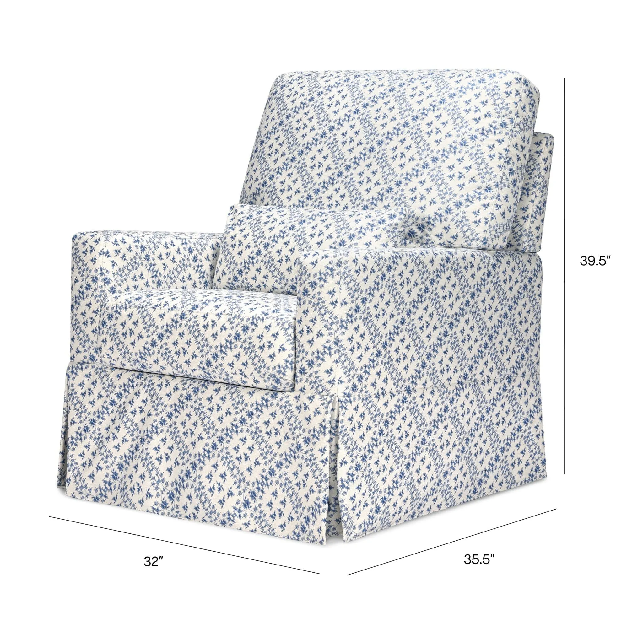 Sarah Flint x Namesake Crawford Swivel Glider in Eco-Performance Fabric | Water Repellent & Stain Resistant | Blue