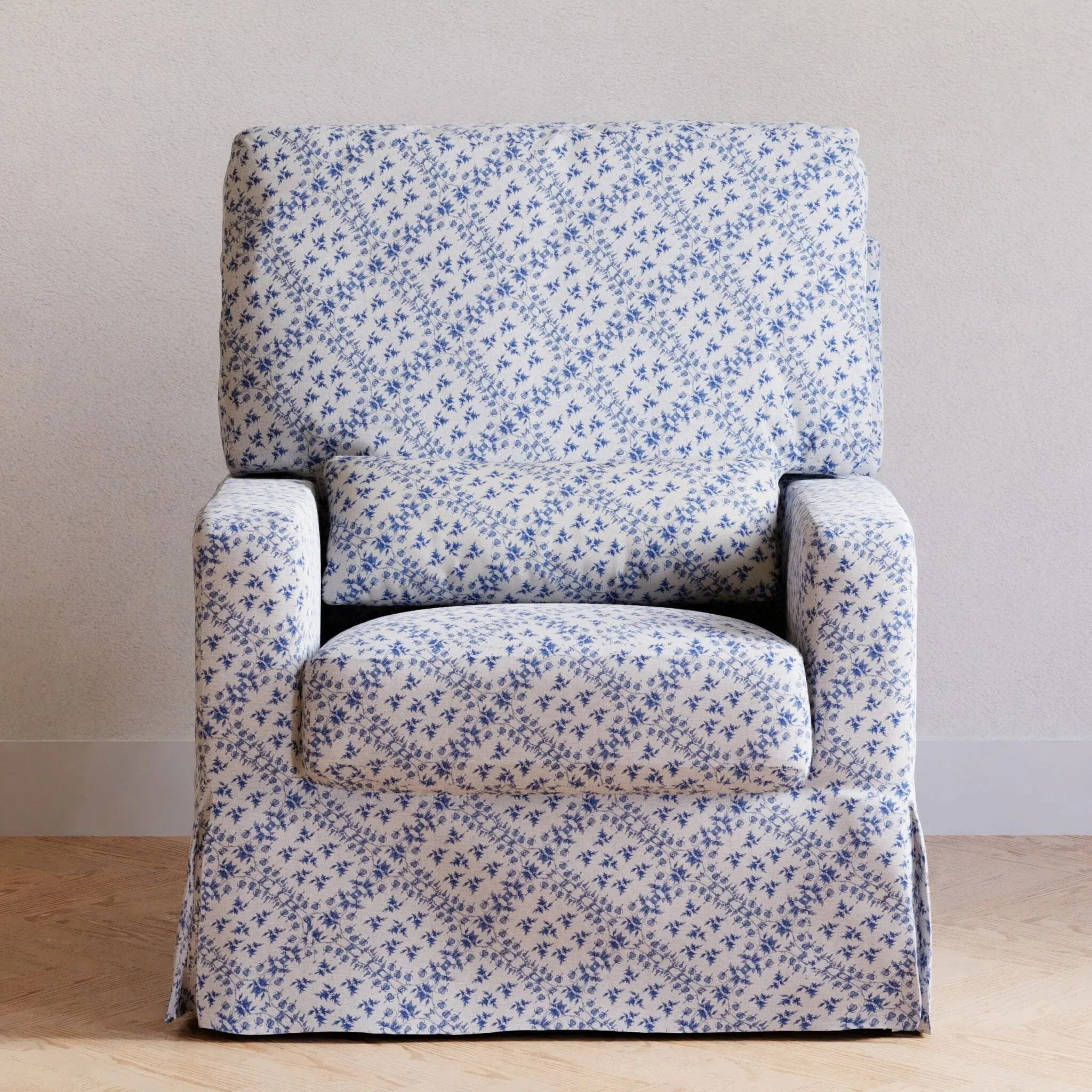 Sarah Flint x Namesake Crawford Swivel Glider in Eco-Performance Fabric | Water Repellent & Stain Resistant | Blue