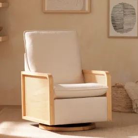 Sumba Swivel Glider with Cane | Performance Cream Eco-Weave with Light Wood Base