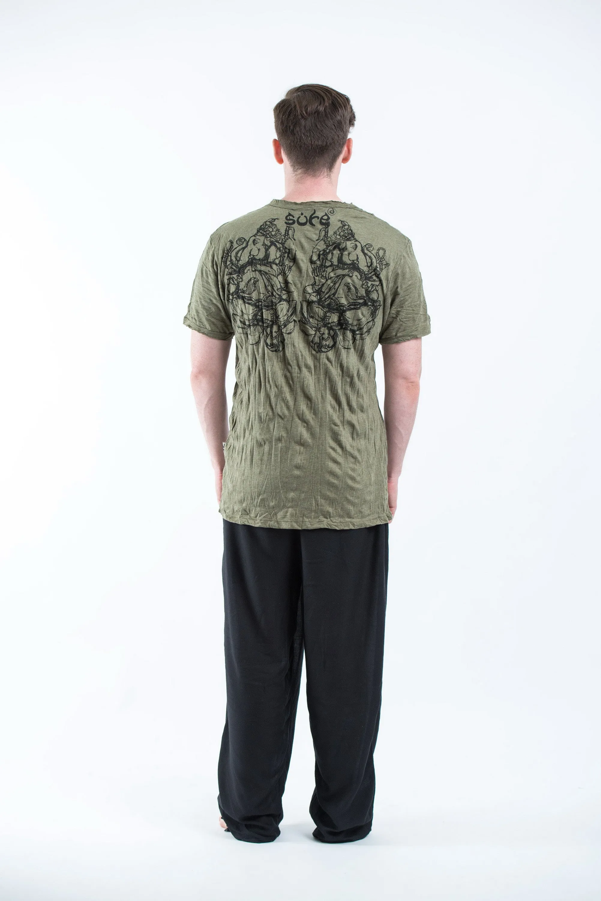 Sure Design Mens Lord Ganesh Sketch T-Shirt Green