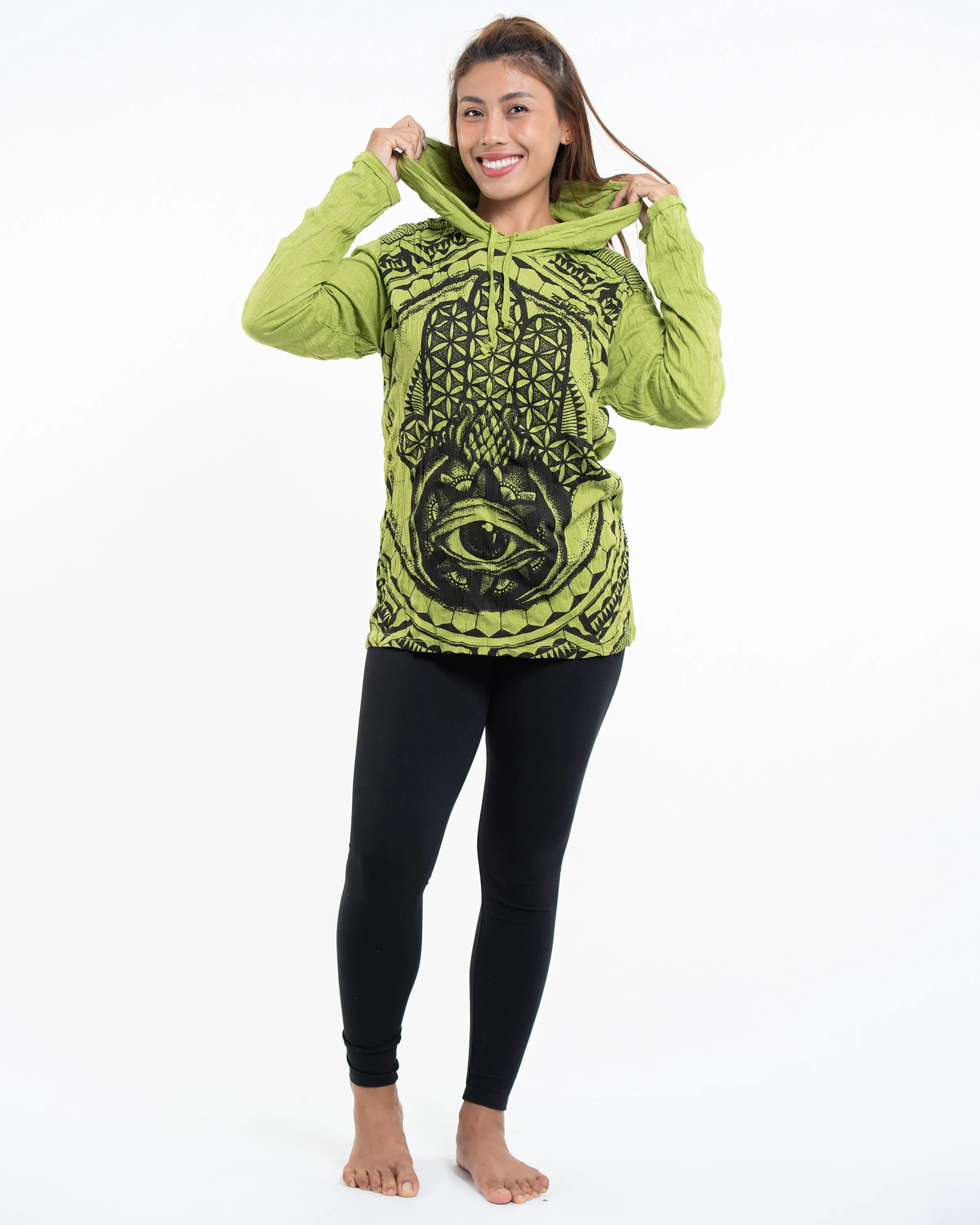 Sure Design Unisex Hamsa Eye Hoodie Lime