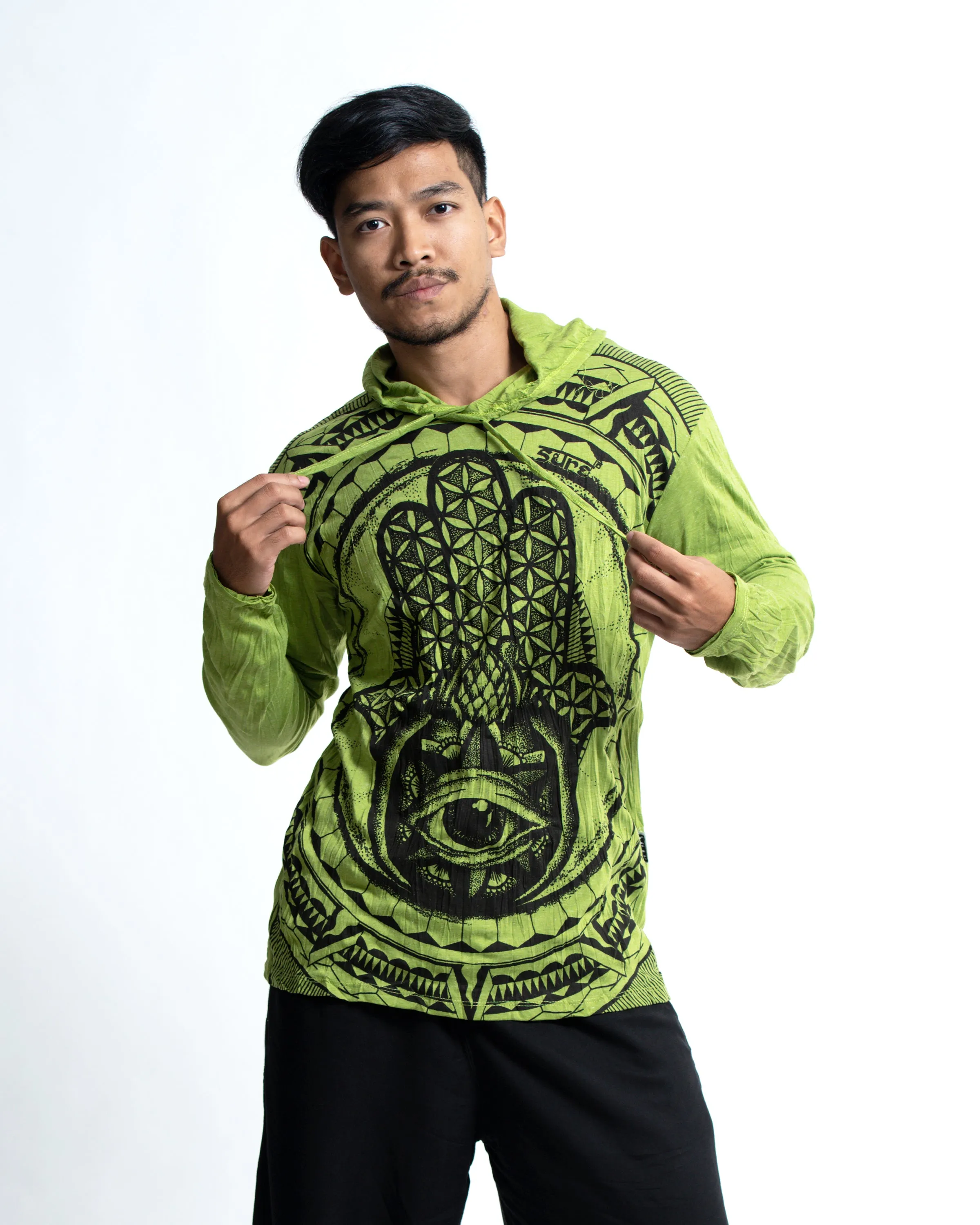 Sure Design Unisex Hamsa Eye Hoodie Lime